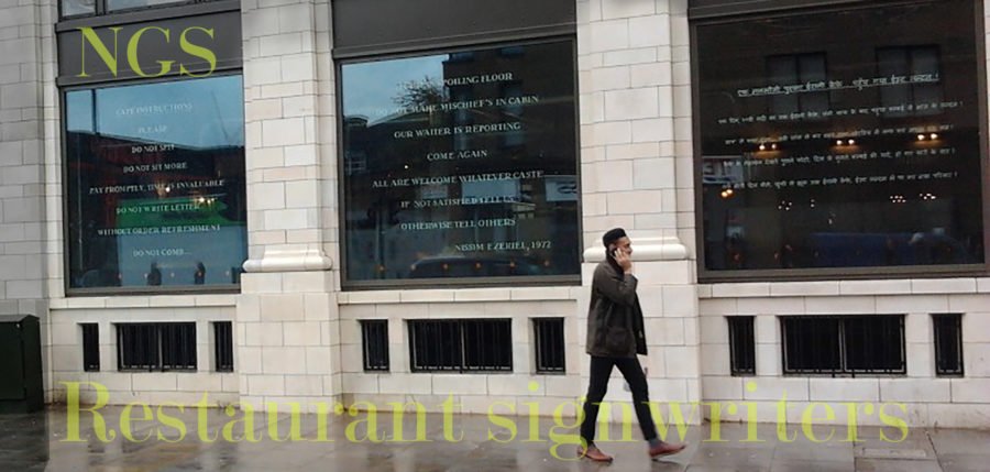 Dishoom NGS Restaurant Indian cafe NGS Signwriting London. copy
