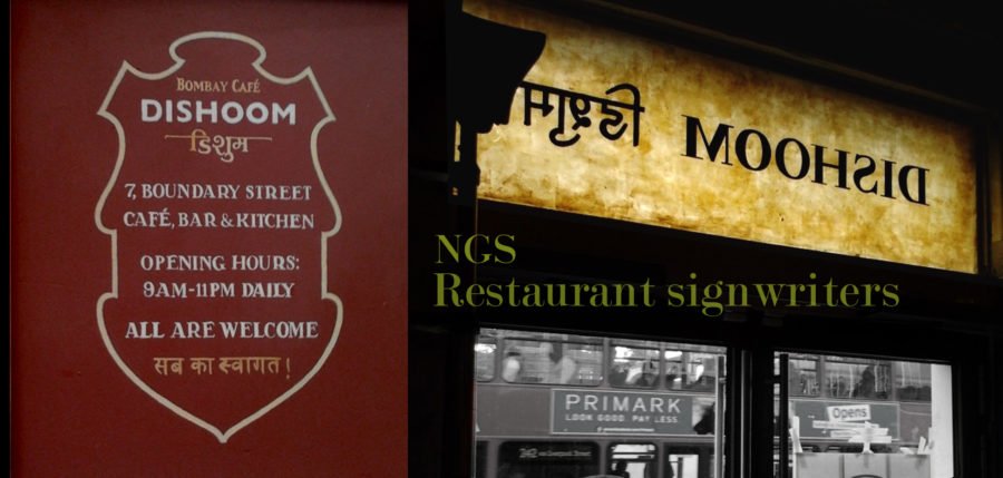 Dishoom NGS Restaurant Indian cafe Signwriting London. 002