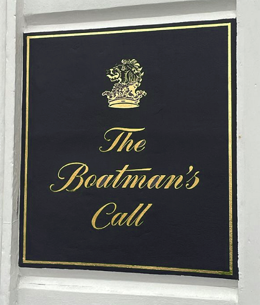 The Boatman's Call, House sign, Margate, Traditional Sign Writer NGS London. Gold leaf copperplate house title plaque,