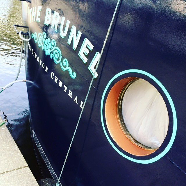 NGS Sign  writing  2012  as  it  happened. Brunel canal boat.