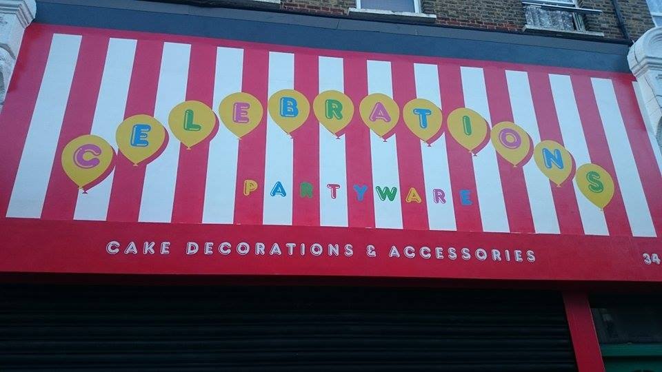 Celebration lettering by hand - signwriting near us. London, Shoreditch. Brick lane.