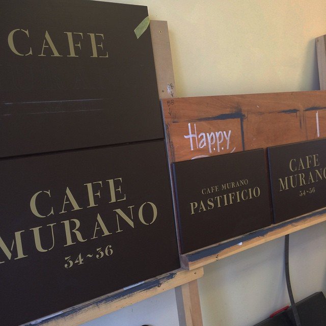 Cafe signs painted Traditiona sigwritiong Murano
