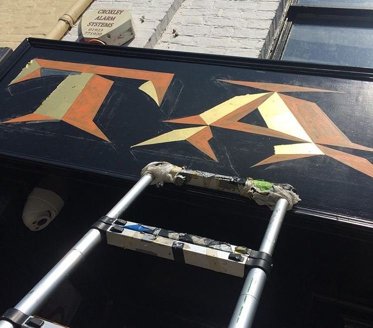 Tattoo shop signage painter painted by NGS of London Nick Garrett Signwriter 002