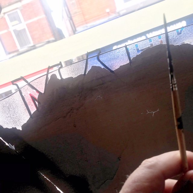 Restoration signwriting, gold leaf restured window lettering, NGS London