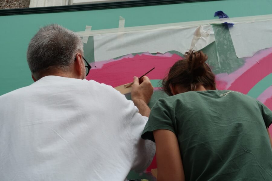 Us at work, NGS signs NGS Painted House numbers names Traditional sign writers of London NGS Dulwich Margate Chelsea signwriters