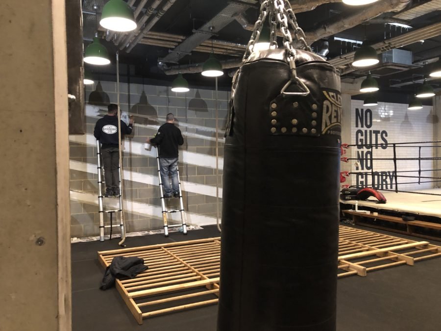 NGS Signwriting London for 12X3 boxing gym sign, Painted signs, house numbers House numerals painted hand painted