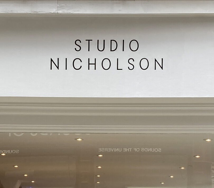 Chic minimalist, soho-shop-sign-writing-NGS-London | NGS Sign lettering & writing. Studio Nicholson, By sign painter NGS, sign writer, London Lettering A specialist artist in, Brand design, Typographic signage NGS London.