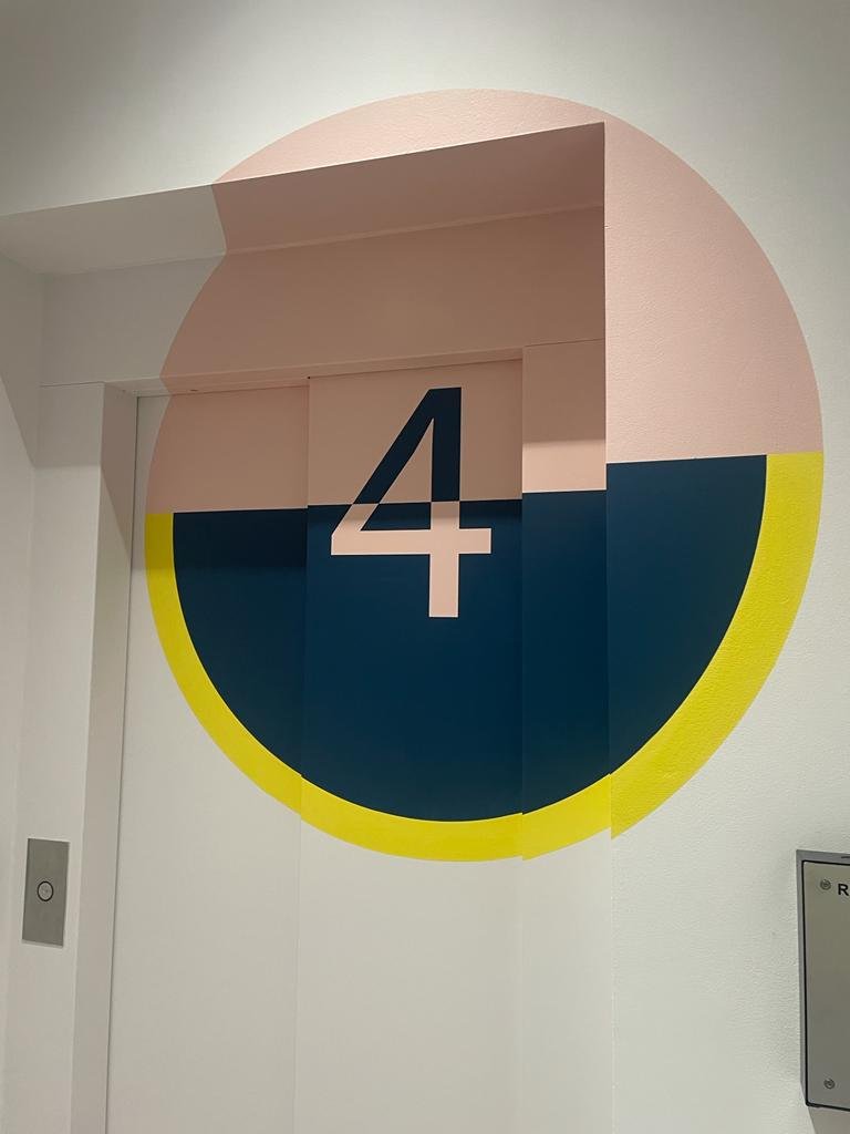 2 Pear Tree Court, Door location Roundels hand painted for Red Black Design 00c2c1