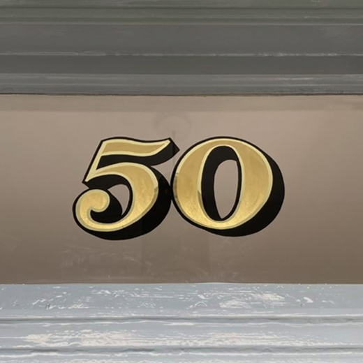 Gold Transom, House Numbers London Sign Writer Nick Garrett Seraina Baumgartner NGS