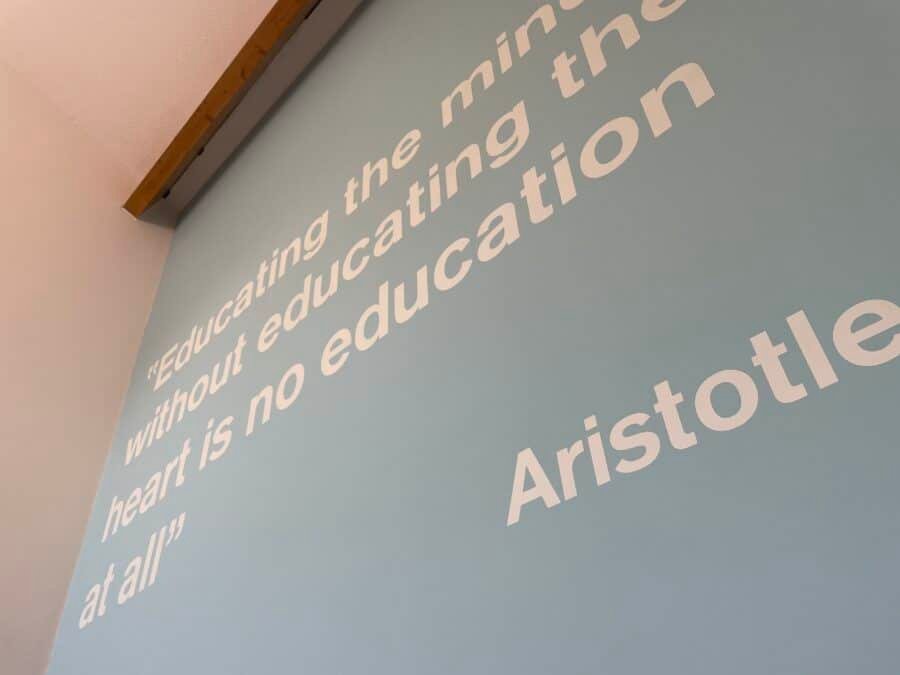Wall art Schools. Josef Brockmann Restored typeface fonts by NGS, large mission signage London Sign Writer Nick Garrett Seraina Baumgartner NGS