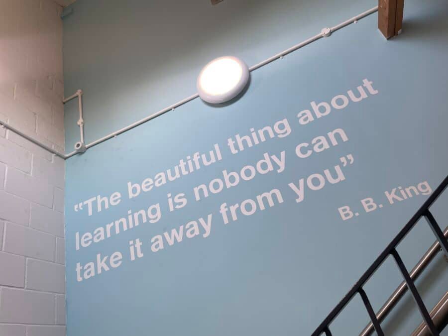 Wall art Schools large mission signage, Wall art Schools. Josef Brockmann Restored typeface fonts by NGS. London Sign Writer Nick Garrett Seraina Baumgartner NGS