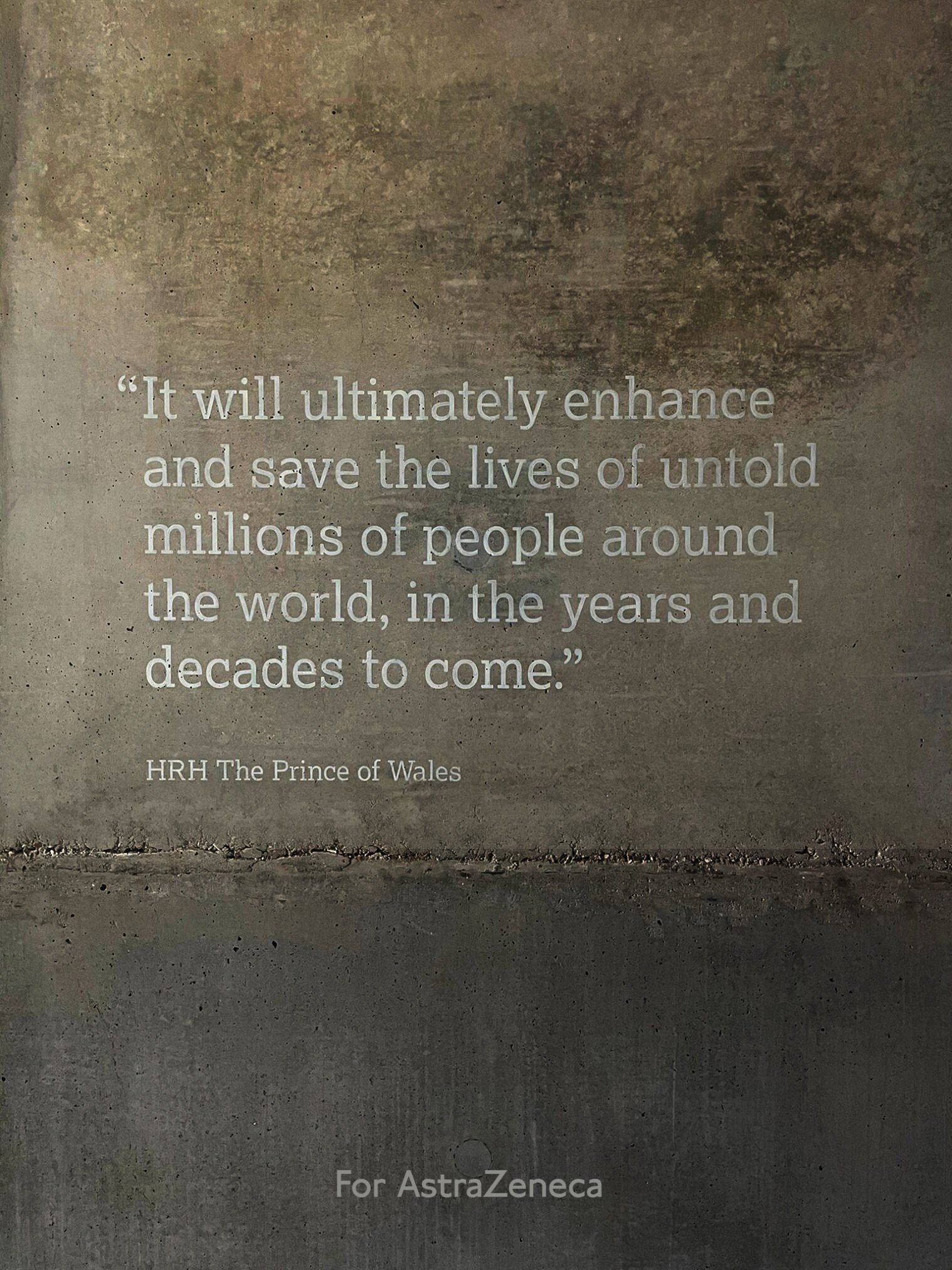 NGS hand Painted gesso sign writing lettering for AstraZeneca Cambridge wall Plaque 001