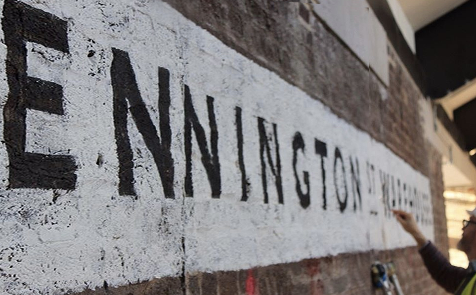 Ghost sign Murals, signage NGS, NGS Team signwriters London Mission statements, office, Mall, Gym sign writing murals