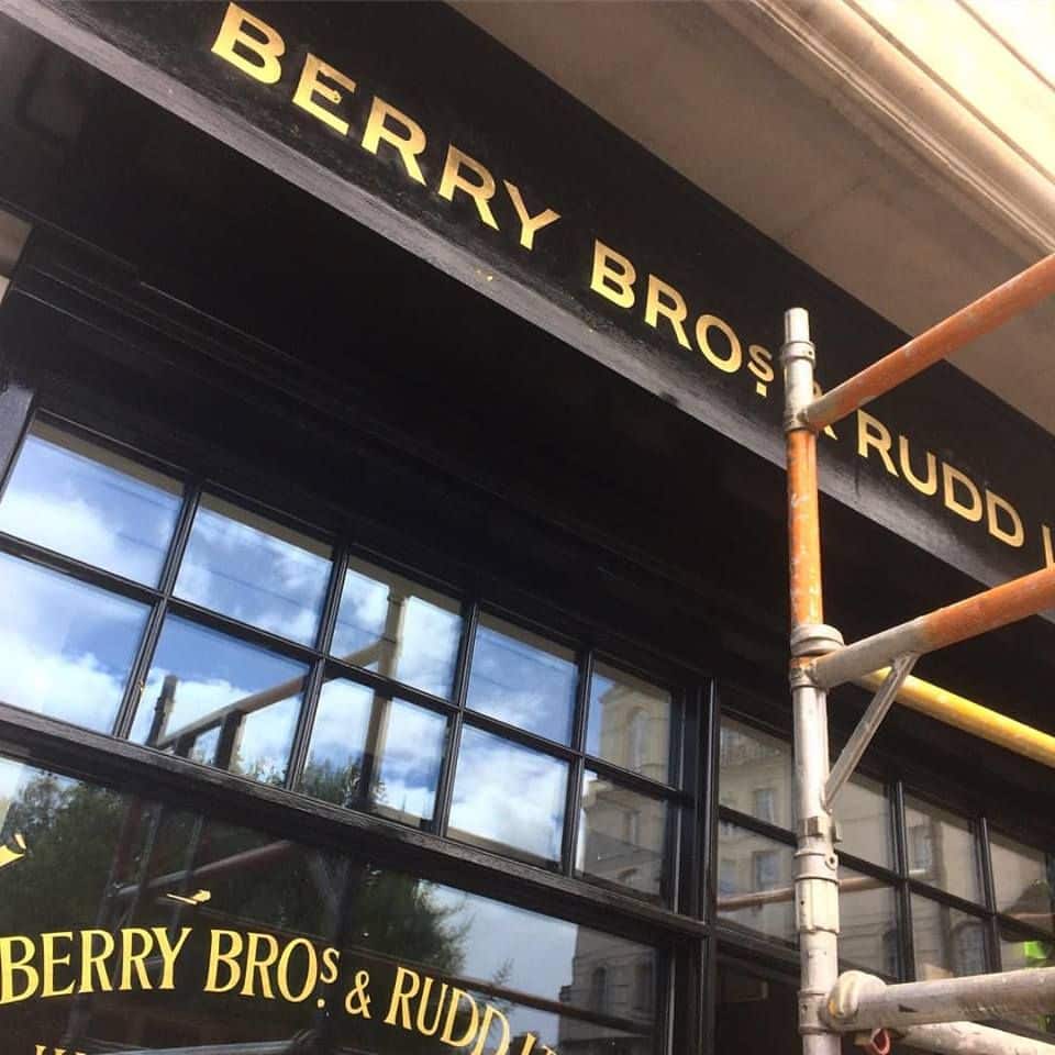 Berry Bros Rudd sign gilding. signwriting Pentagram artwork, sign painting book urban distressed NGS London ghost sign lettering.