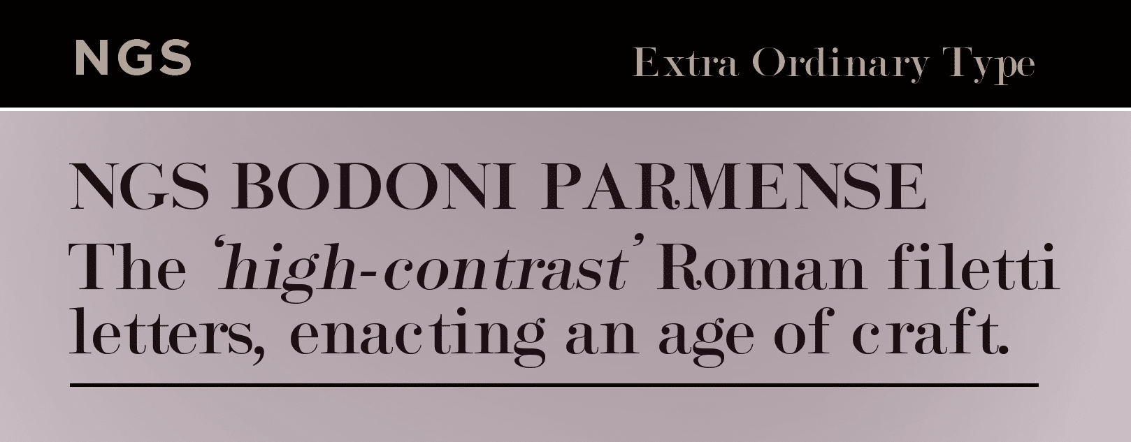 Font Bodoni Type design, NGS London Font design Sign Writers, New Trend fonts, Style setting design. Arts and Crafts Lettering pedigree. Nick Garrett.