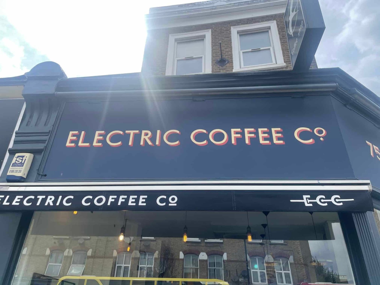 NGS Painted Cafes Electric Cafe sign,, Traditional sign writers of London NGS Dulwich Margate Chelsea signwriters