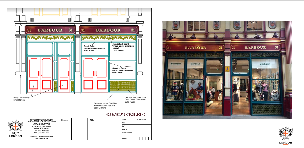 NGS Trad Mod Twist Signpainting Gallery, of Barbour Leadenhall market, London, Fitzrovia Central London, Chelsea Kensington signwriters