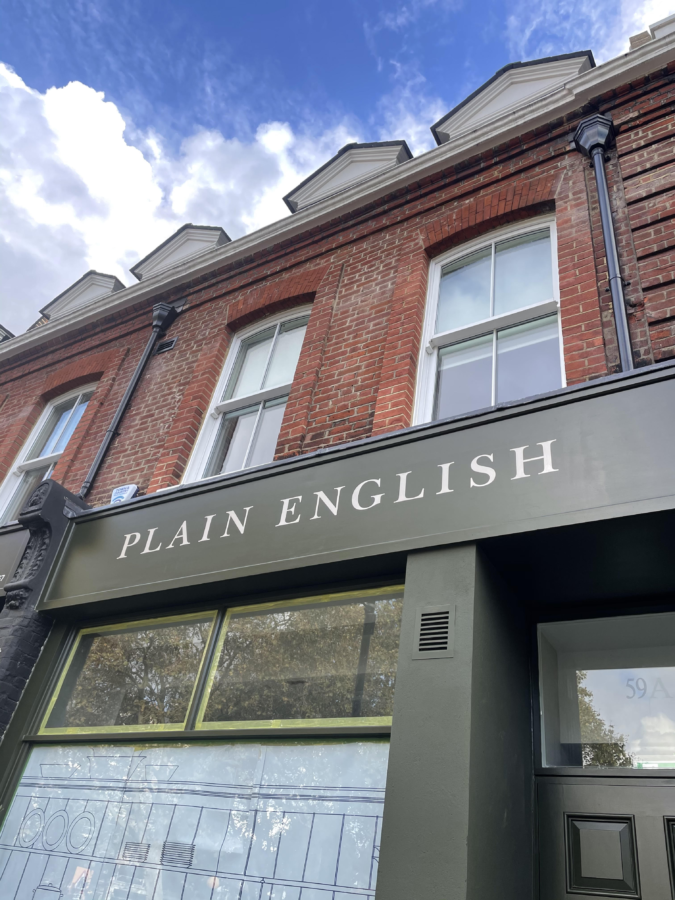 Painted House Shop names Traditional sign writers of London NGS Plain English furniture of London. Sign written by Nick and Seraina of NGS sign Writing painting.