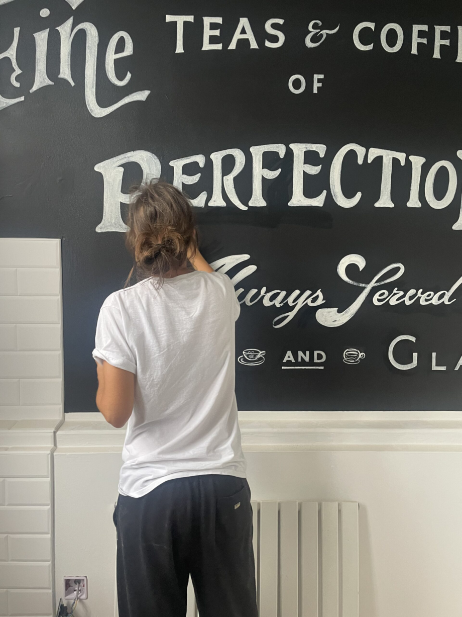 Seraina Traditional Sign writer London. Painted House Shop names Traditional sign writers of London NGS