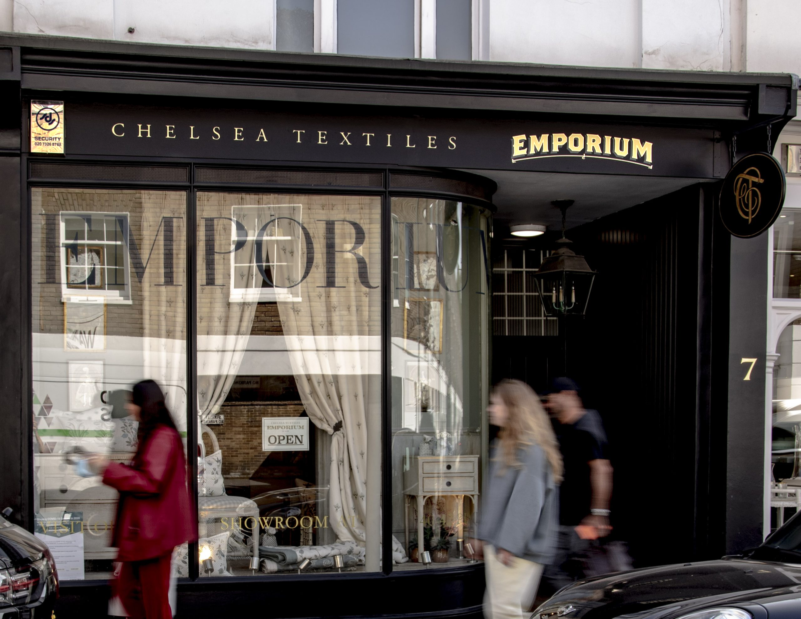 Walton street, Traditional sign writer sign gilders NGS Emporium Chelsea textiles signage brand design