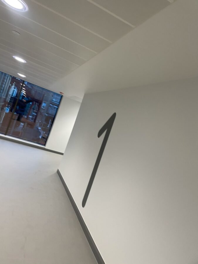 Wayfinding Camden Mental Health Lift Lobby wall numbers
