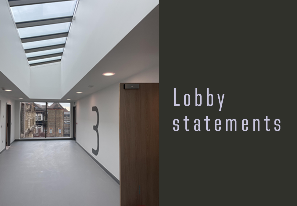 Wayfinding Graphic Signage, Camden Mental Health Lift Lobby wall numbers