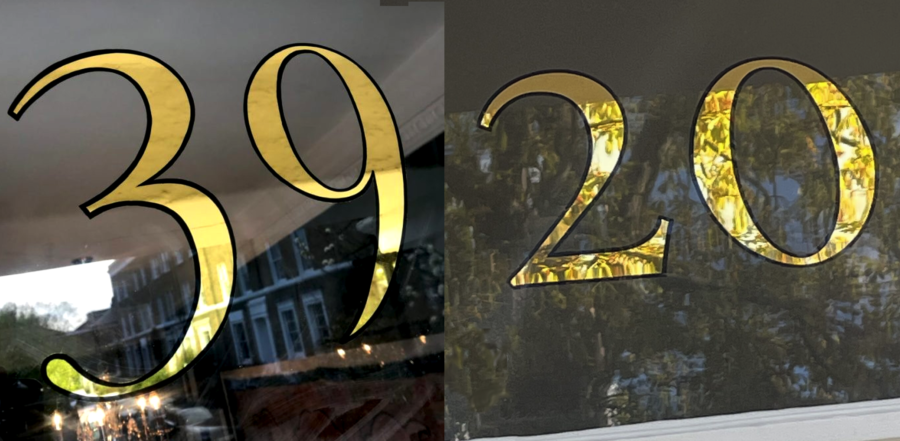 Vintage retro hand painted House Numbers, Notting hill signpainter, t house number sign writing, George Tavern pub, Traditional Signs of London NGS, Hand painted Signage, Restoration Sign Writing, NGS Signwriters London