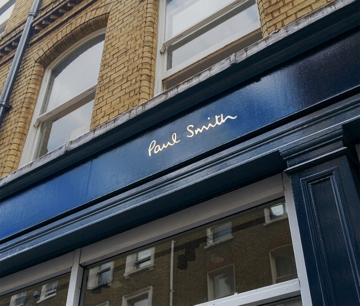 Paul smith sign in gold leaf by John Pope and NGS London