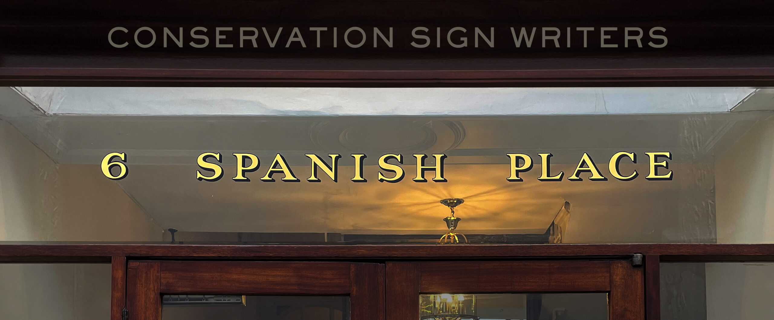 Spanish Place, Gold Transom Letters by Nick and Seraina NGS Garrett Signs, NGS Truecut Trajan-Type face designers-Rome inspired font design-002-NGS