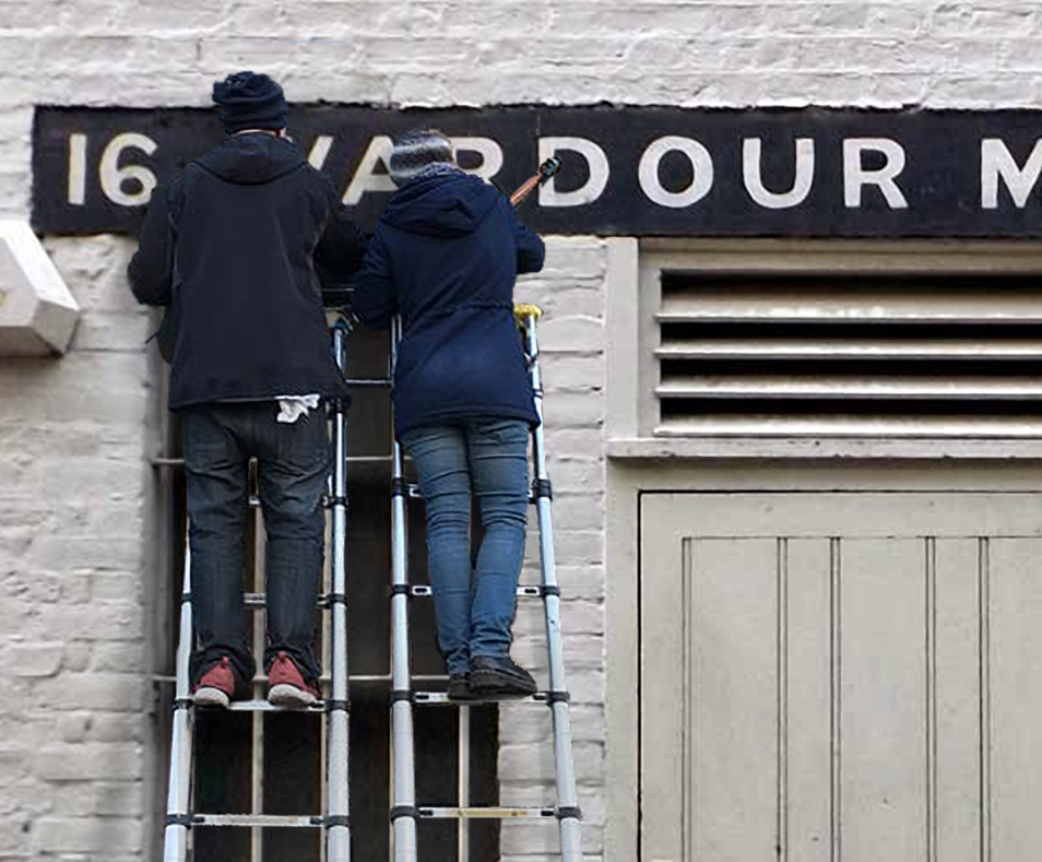 Wardour Mews restoration Signwriting