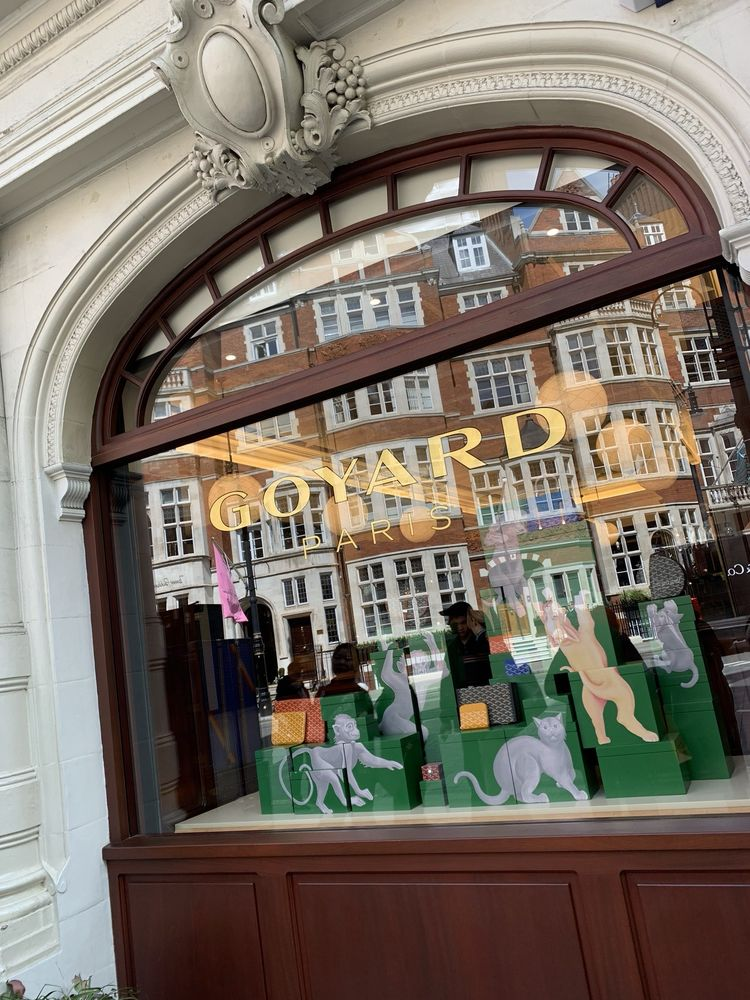 Gold leaf lettering for Goyard of London