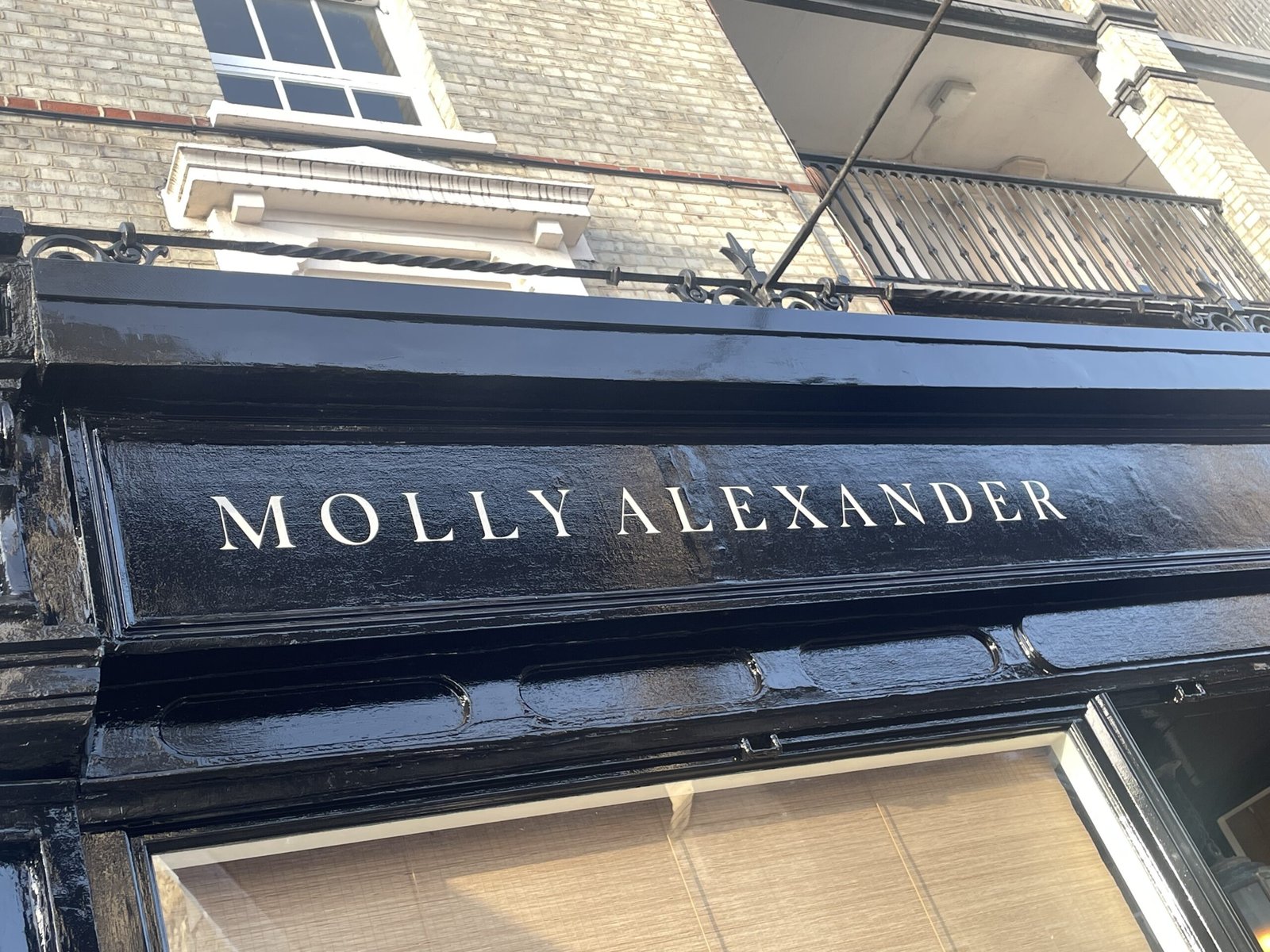 Traditional signs of London UK, Classic Roman lettering gold leaf NGS, Pimlico Road,