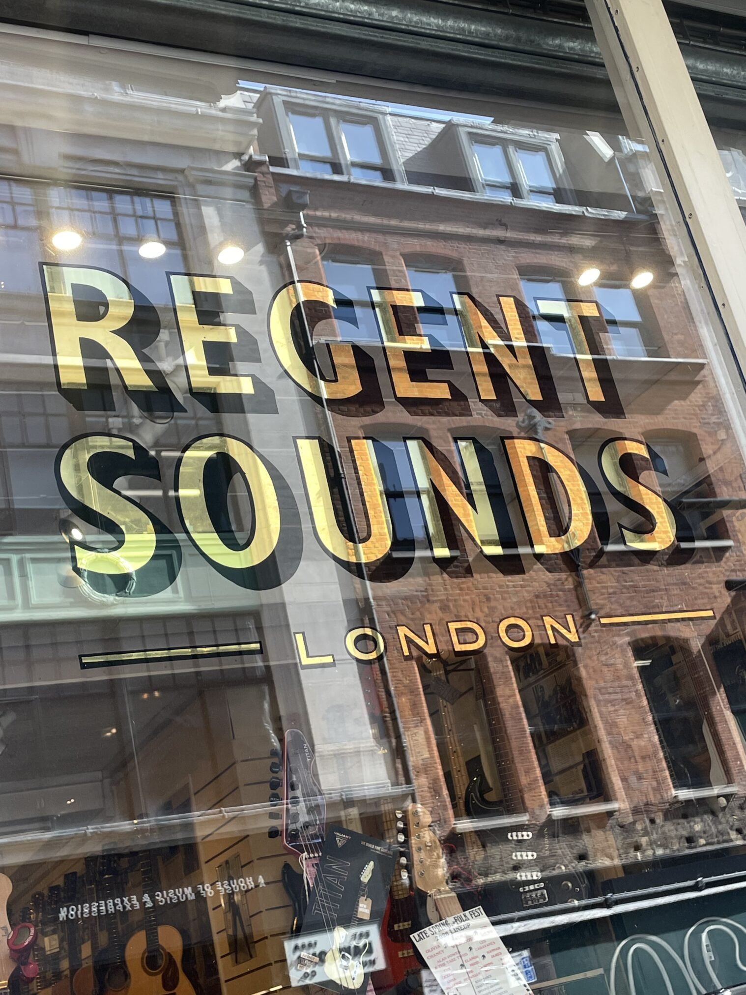 Mid Century Type Specialist NGS London, Regent sounds glass gilding brand ID by NGS London sign writers. 