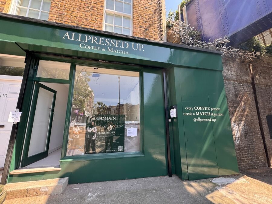 'ALLPRESSED UP. Coffee & Matcha' Sign Writing by NGS Signwriters of London
