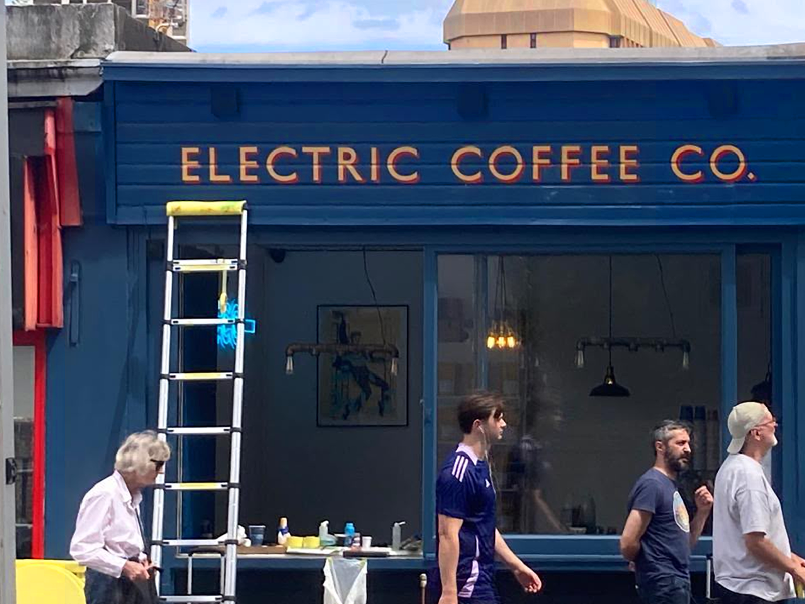 Electric Coffee Co. London Shop Sign Writer for Cafes NGS | NGS Sign lettering & writing. Electric Coffee Co. London Shop Sign Writer for Cafes NGS