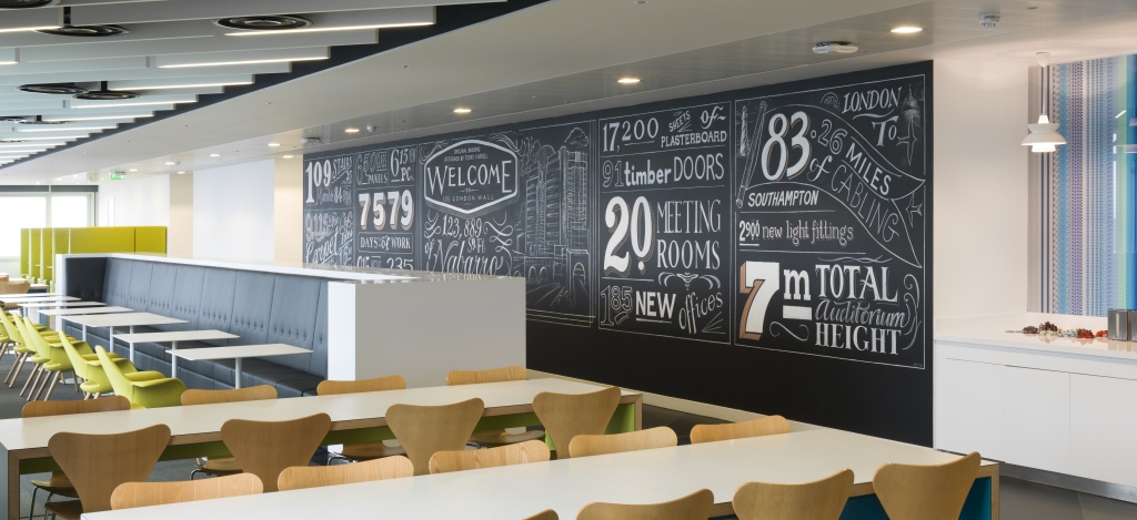 Supergraphics signage NGS, nabarro-Restaurant interior feature wall signage